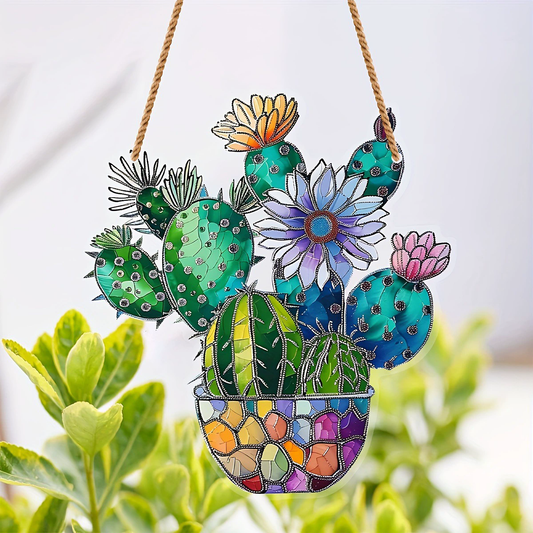 Colorful Cactus Hanging Decor - Home Living Room Wall Window Hanging Decoration