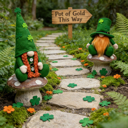 Set of 2 Adorable St Patrick's Day Gnome Decor - Home Tabletop Holiday Decor
