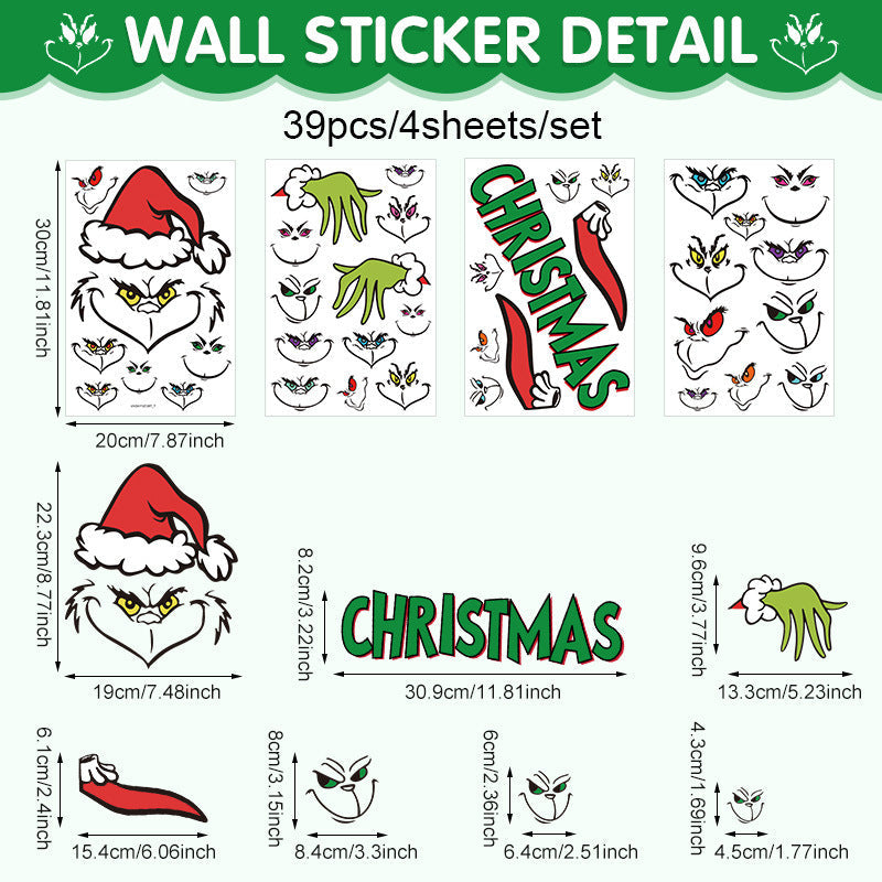 Naughty Christmas Stickers Set - Window Gift Box Xmas Party DIY Decal