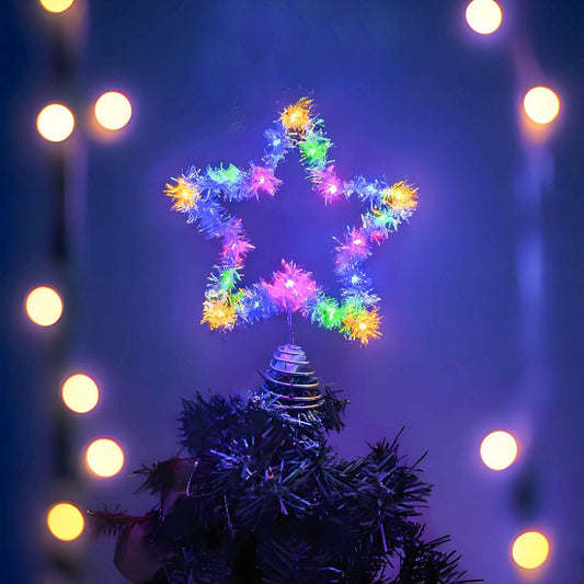 Iridescent LED Star Tree Topper - Home Christmas Tree Holiday Lighting Decoration