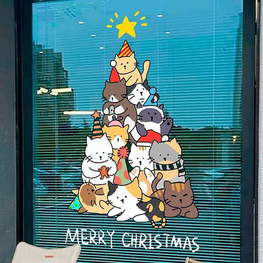 Adorable Christmas Cat Window Cling