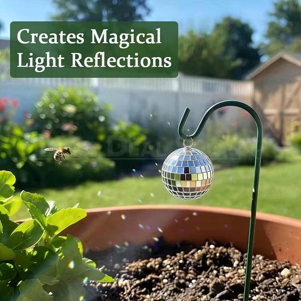 10 Pack - Sparkly Reflective Disco Ball Garden Stake Plant Pot Decor
