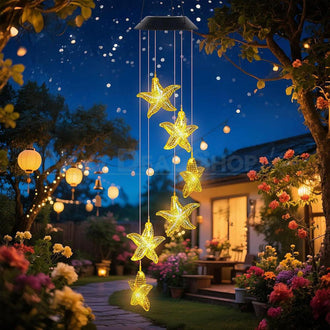 Solar Powered LED Starfish Wind Chime Light