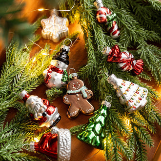 Set of 9 Christmas Glass Hanging Ornaments