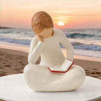 Hand Painted Reading Thinker Figurine