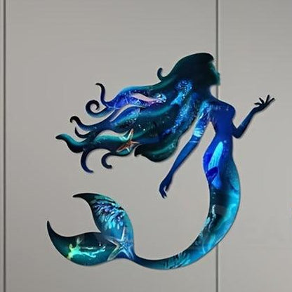 Ocean Mermaid Metal Wall Art - Home Garden Patio Fence Outdoor Decoration