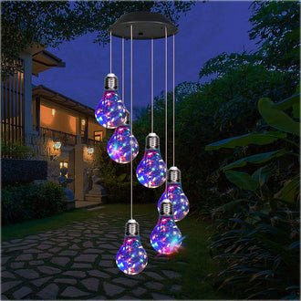 Colorful Solar Powered Light Bulb Wind Chime