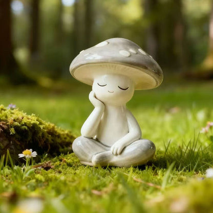 Adorable Meditating Mushroom Figurine - Garden Yard Lawn Patio Meditation Decor Ornament