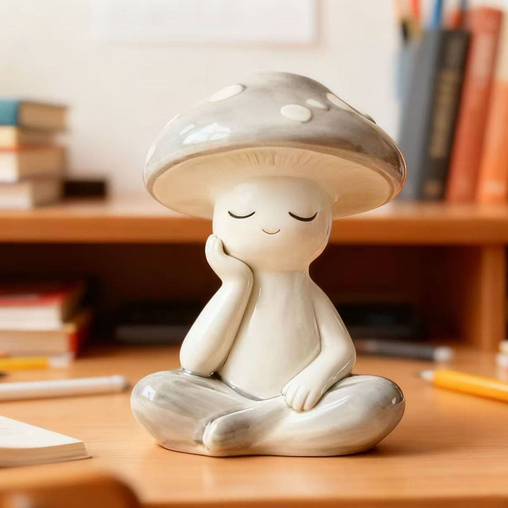 Adorable Meditating Mushroom Figurine - Garden Yard Lawn Patio Meditation Decor Ornament