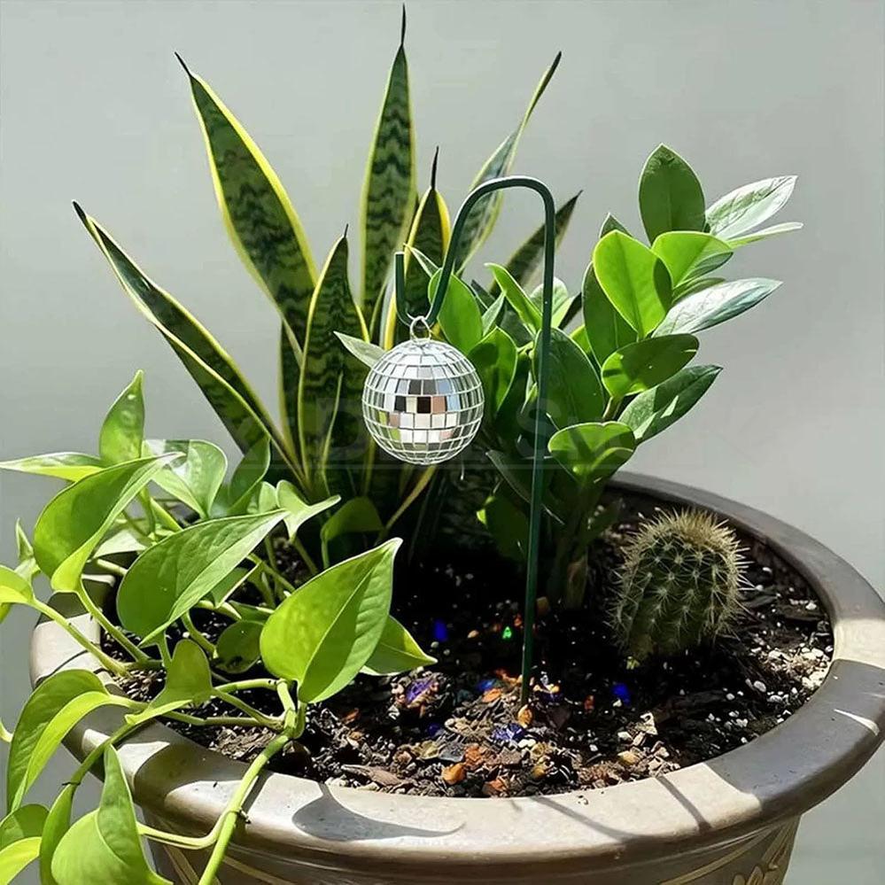 10 Pack - Sparkly Reflective Disco Ball Garden Stake Plant Pot Decor