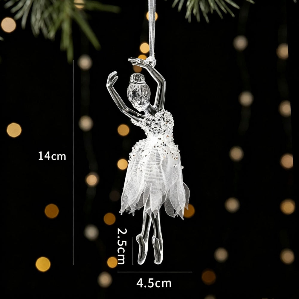 Christmas Ballerina Hanging Ornaments - Set of 2, Xmas Tree Wreath Garland Decor