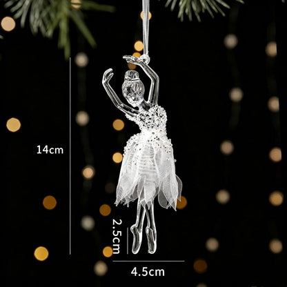 Christmas Ballerina Hanging Ornaments - Set of 2, Xmas Tree Wreath Garland Decor