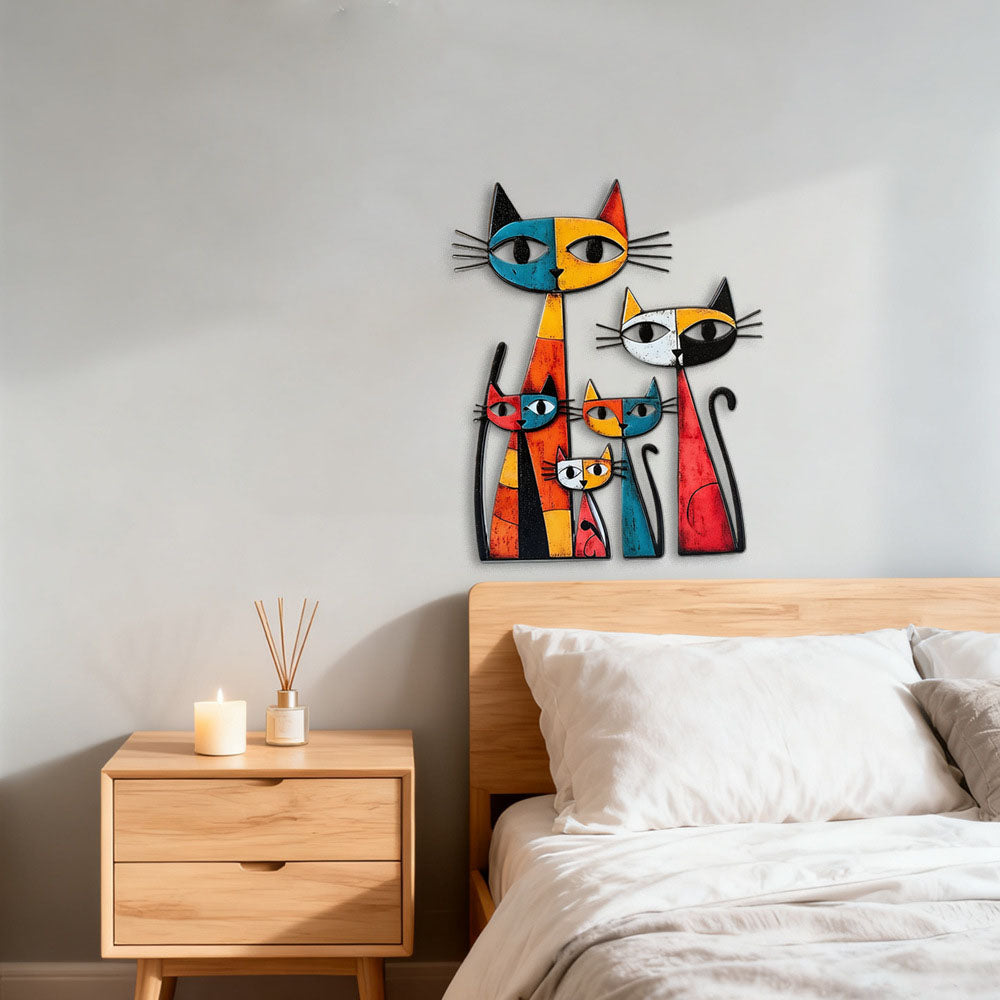 Colorful Metal Cat Wall Art Decor - Home Garden Patio Fence Outdoor Wall Decoration