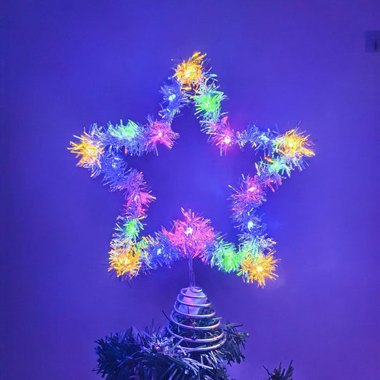 Iridescent LED Star Tree Topper - Home Christmas Tree Holiday Lighting Decoration