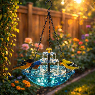 Solar Powered Hanging Cascade Bird Bath Fountain