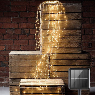 2 Pack - Solar Powered Waterfall Fairy String Light