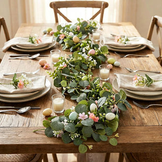 Pastel Easter Egg & Eucalyptus Garland  -  5.58 ft, Mantel & Door Spring Holiday Decor