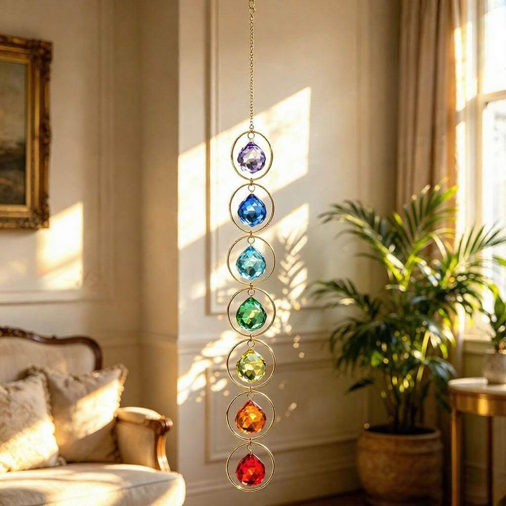 Rainbow Chakra Crystal Suncatcher - Home Window Bedroom Wall Hanging Decoration