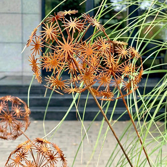 Rustic Metal Dandelion Garden Stake  -  Yard & Lawn Outdoor Yard Art