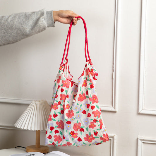 Retro Floral Pattern Tote Handbag - Daily Shopping Beach Travel Shoulder Bag