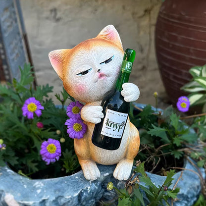 Tipsy Cat Garden Figurine