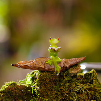 Hand Painted Reading Frog Figurine