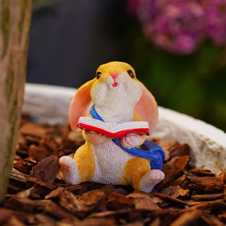 Adorable Reading Bunny Figurine
