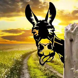 Metal Donkey Silhouette Garden Decor