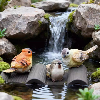 3 Pcs Resin Bird Figurine Set