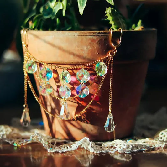 Crystal Suncatcher Plant Pot Charm - Outdoor Garden Planter Flower Pot Decoration