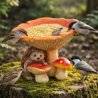 Hedgehog Mushroom Outdoor Bird Feeder