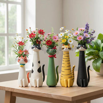 Hand Painted Cat Flower Vase