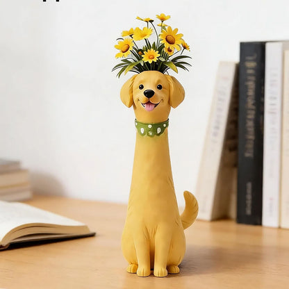 Hand Painted Dog Flower Vase