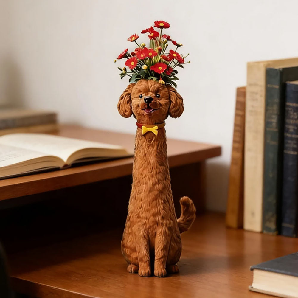 Hand Painted Dog Flower Vase