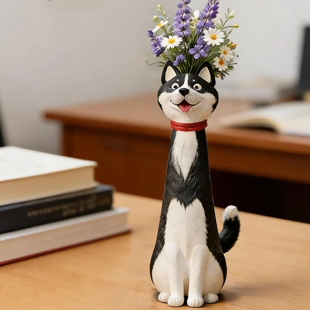 Hand Painted Dog Flower Vase