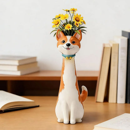 Hand Painted Dog Flower Vase