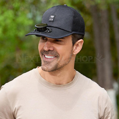 Breathable Mesh Sun Hat with Solar Fan