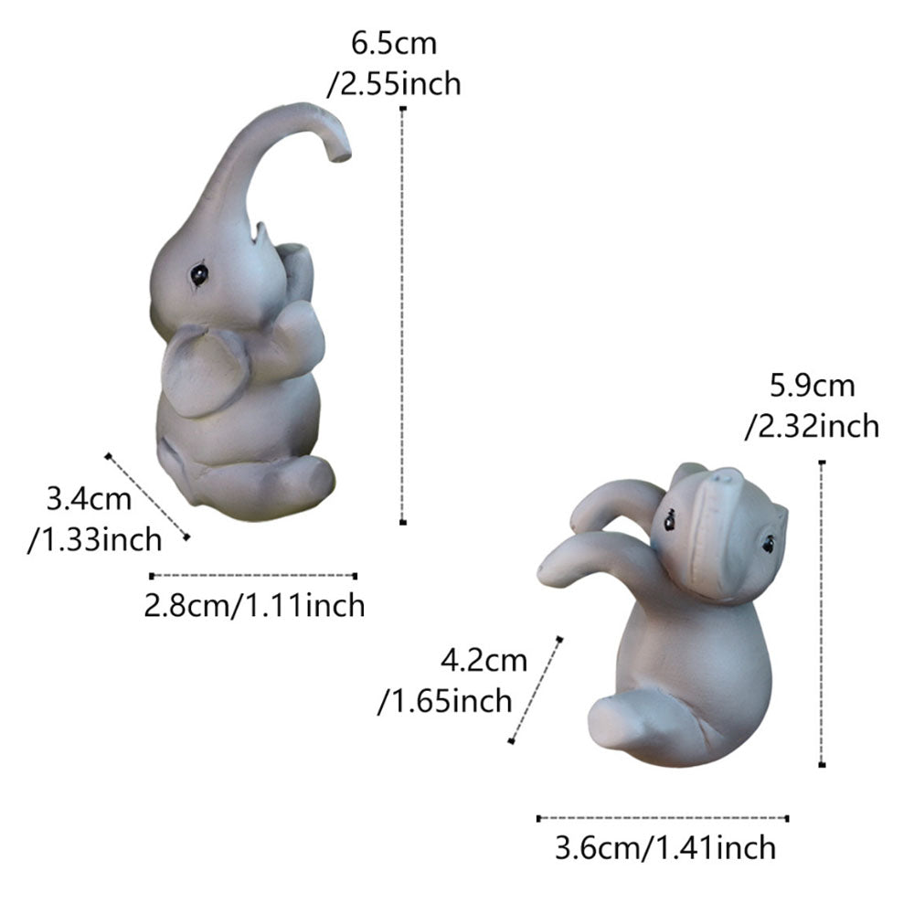 Set of 2 Adorable Elephant Plant Pot Huggers - Garden Patio Potted Plant Edge Figurine Decor