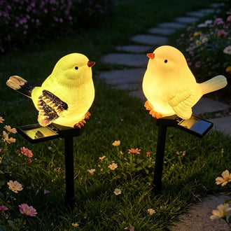 Solar Powered Bird Figurine Garden Pathway Lawn Stake Light