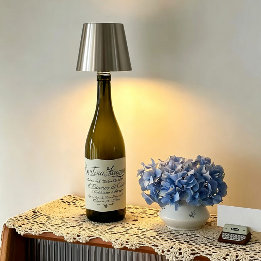 USB Rechargeable LED Wine Bottle Stopper Light - Sliver, Modern Dining & Patio Bar Lighting