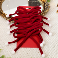 Christmas Red Velvet Bows with Pom Poms - 6 Pcs, Christmas Tree Wreath Holiday Decor