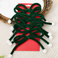Christmas Green Velvet Bows with Pom Poms - 6 Pcs, Christmas Tree Wreath Holiday Decor