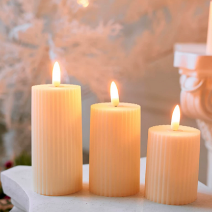Christmas Flameless LED Candles - Set of 3, Wedding Home Holiday Decor
