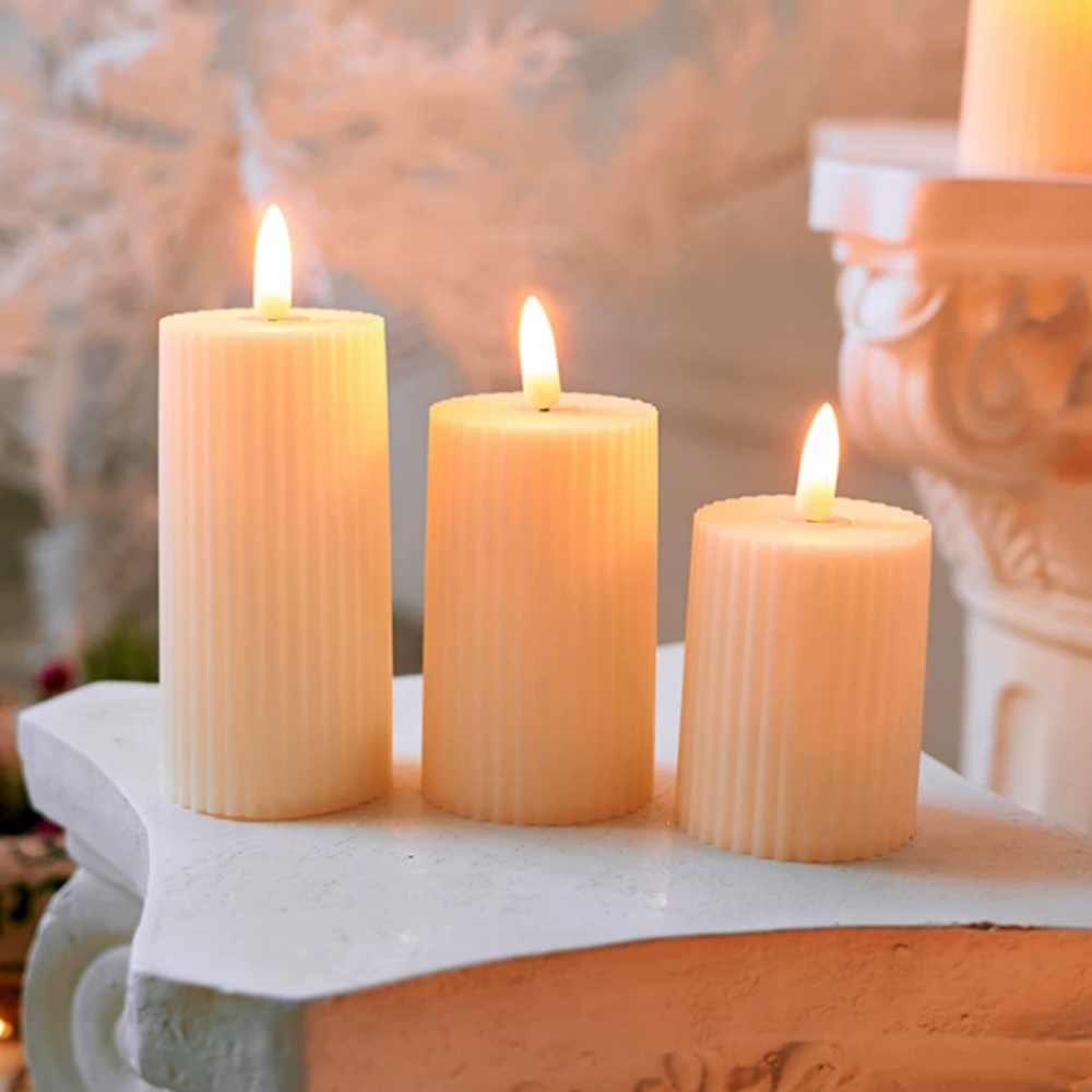 Christmas Flameless LED Candles - Set of 3, Wedding Home Holiday Decor
