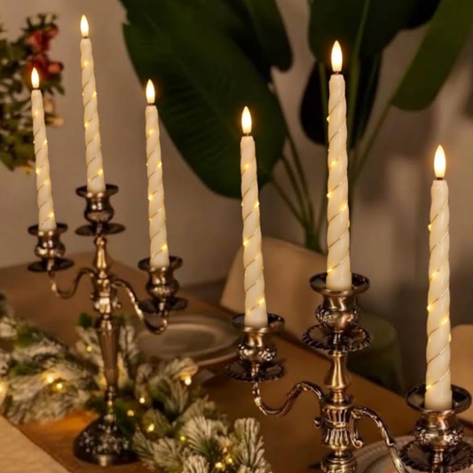 Battery Powered Flameless LED Taper Candle - 6 Pack,  Wedding Christmas Holiday Dinner Table Decor