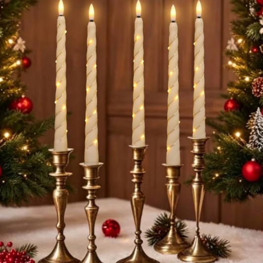 Battery Powered Flameless LED Taper Candle - 6 Pack, Wedding Christmas Holiday Dinner Table Decor