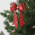 Christmas Metal Red Bow Hanging Ornament - Xmas Tree Decor