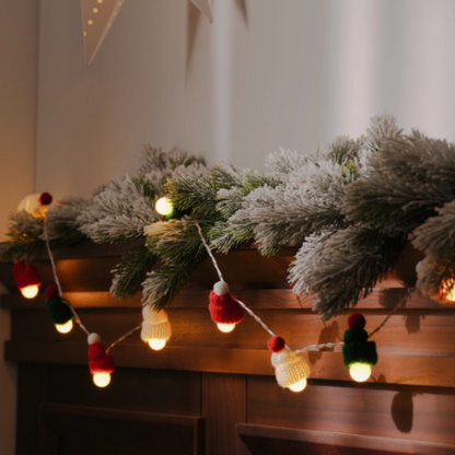 Battery Powered Christmas Knitted Mini Hat LED String Lights - 9.84Ft, 20 LED, Indoor Xmas Holiday Fairy Lighting