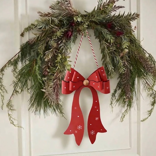 Large Christmas Metal Red Bow Hanging Decor - Wreath, Christmas tree, Garlands
