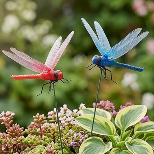 Colorful Dragonfly Bug Repellent with Clip - 12 Pcs, Outdoor Garden Yard Flower Pot Decor